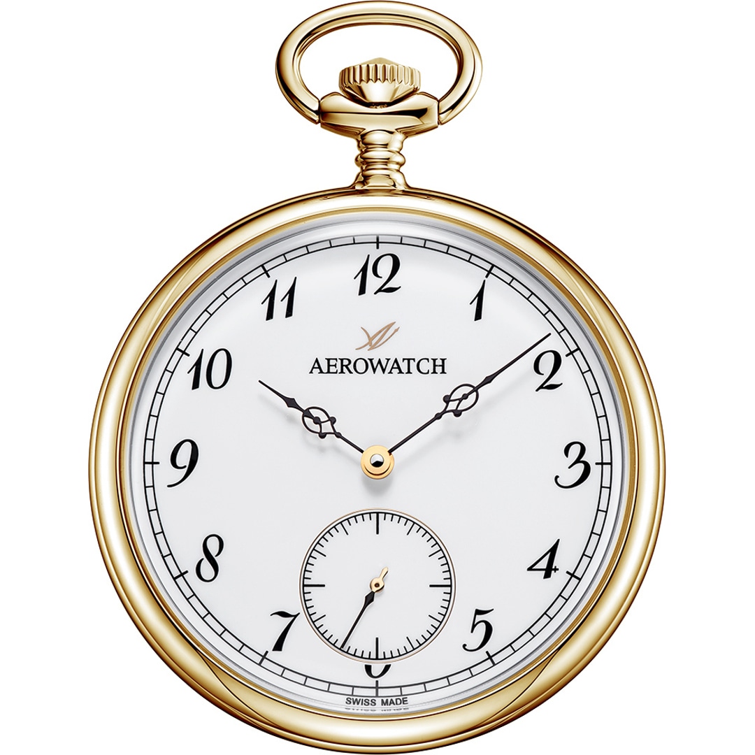 Aerowatch Taschenuhr Lépine Mechanical Arabic Goldig Ø 48mm