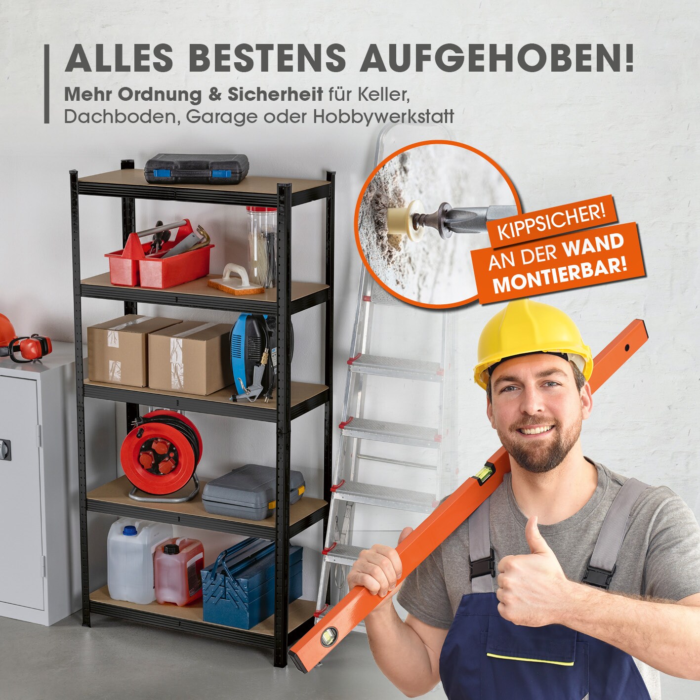 EASYmaxx Schwerlastregal mit 5 belastbaren Holzböden 180x90x40cm