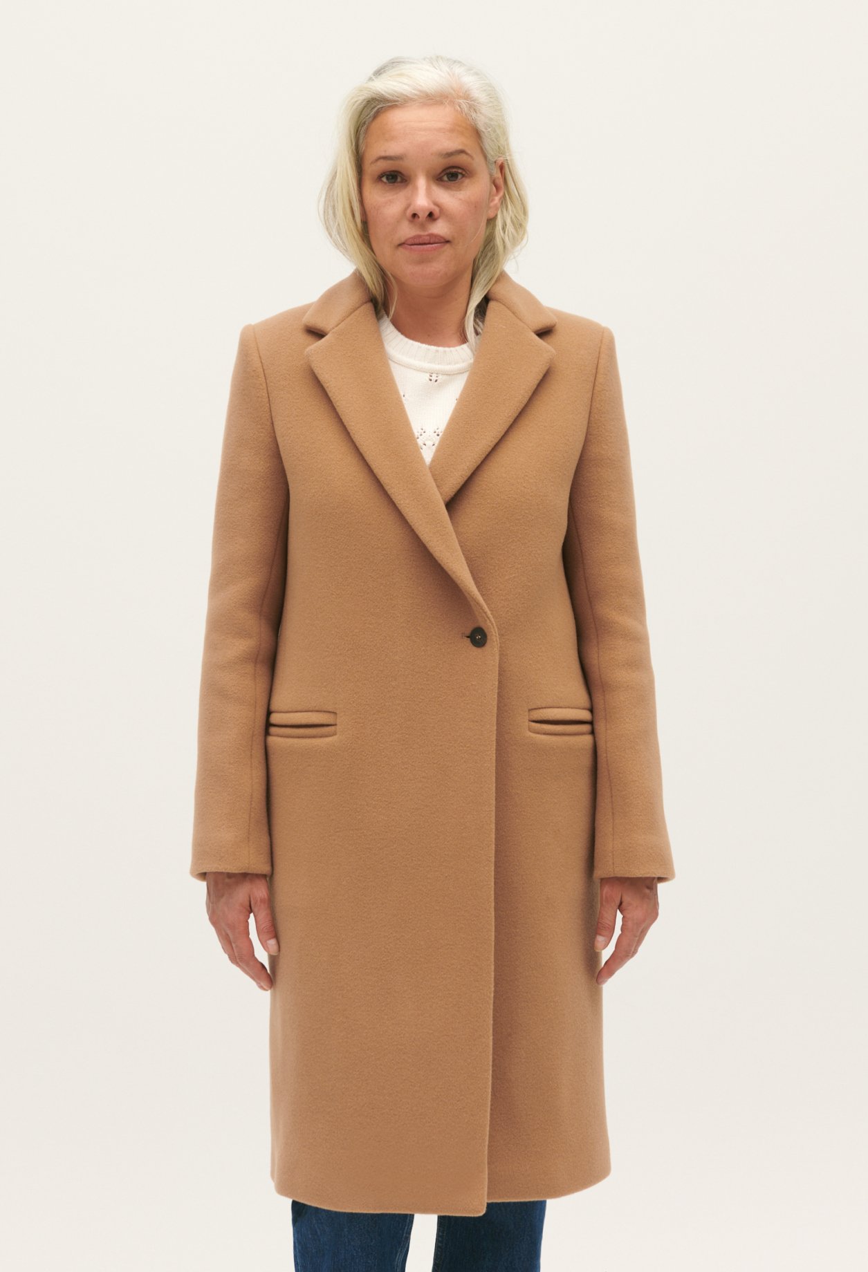 Manteau mi-long laine melangee