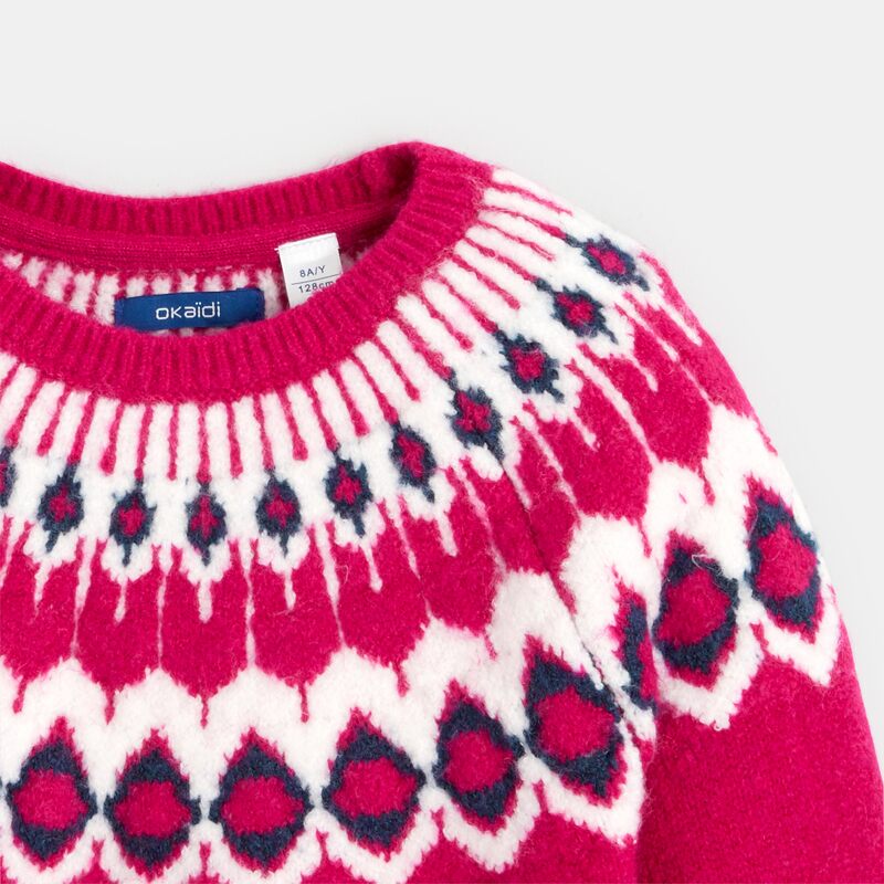 Pull fille scandinave rose