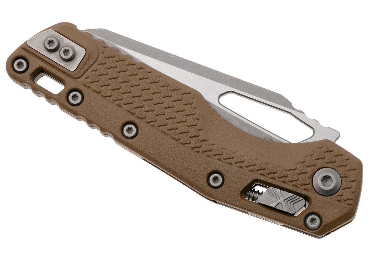 Microtech MSI Standard Issue 210T-11APPMDE, Apocalyptic Stonewashed M390MK, Tan Tri-Grip Polymer partly serrated zakmes