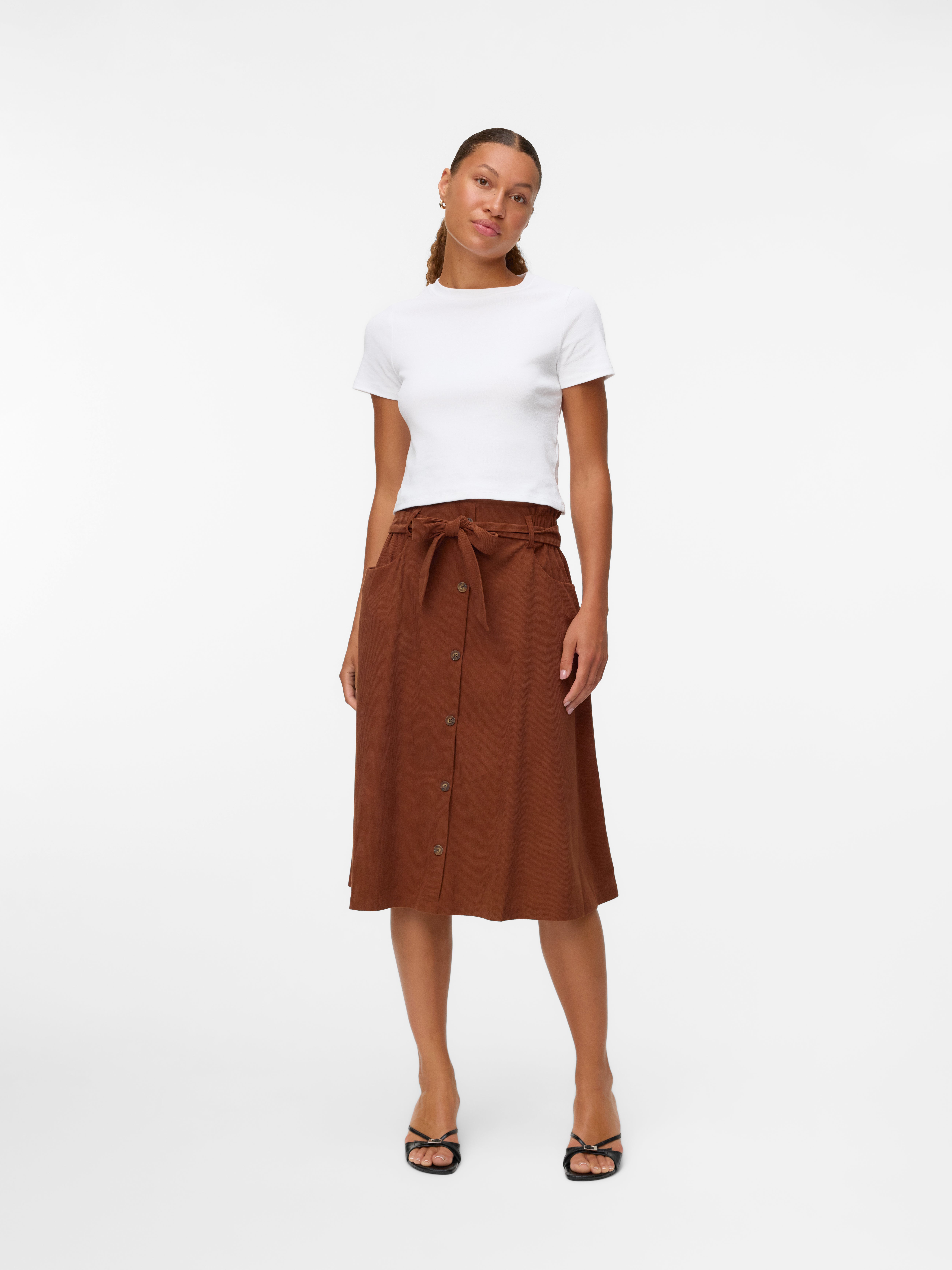 VMVILJA Corduroy High waist Midi-rok