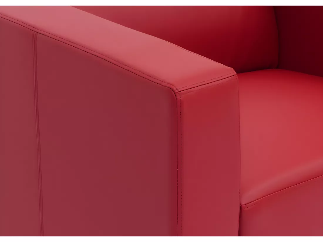 Fauteuil lounge Lille, cuir reconstitué, rouge
