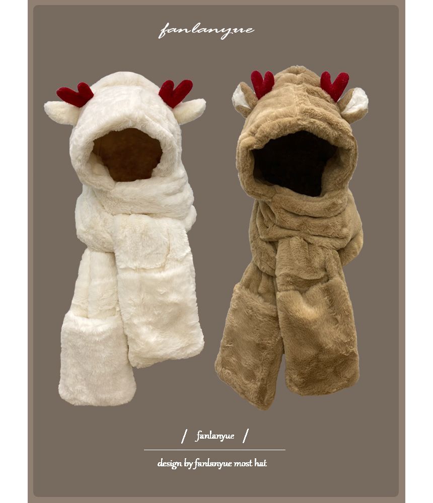 Zaalouk - Hertenhoorn Fluffy Hooded Scarf