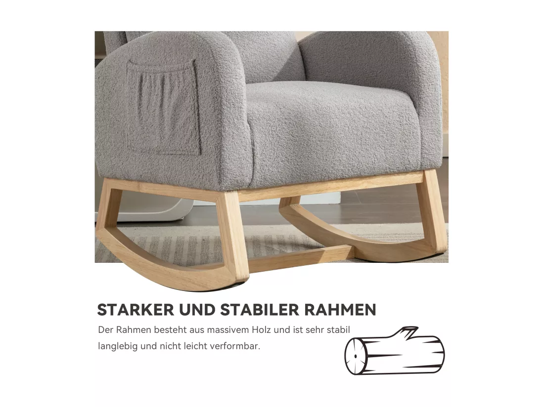 Fauteuil Teddy En Tissu Rembourré De Style Mid Century Modern Pour Salon Et Chambre à Coucher, Gris