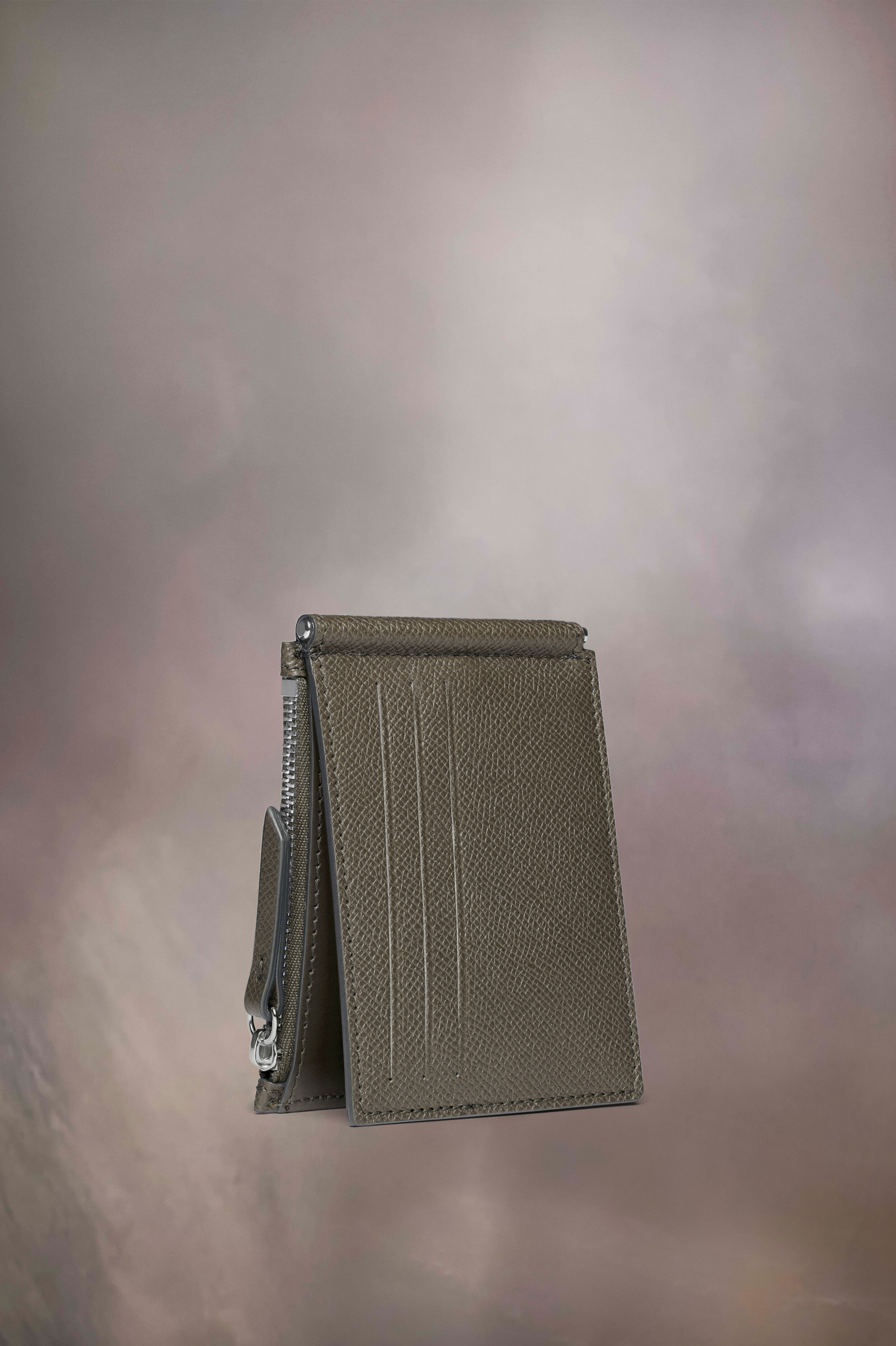 Porte-Cartes En Cuir Avec Pince À Billets Gris foncé