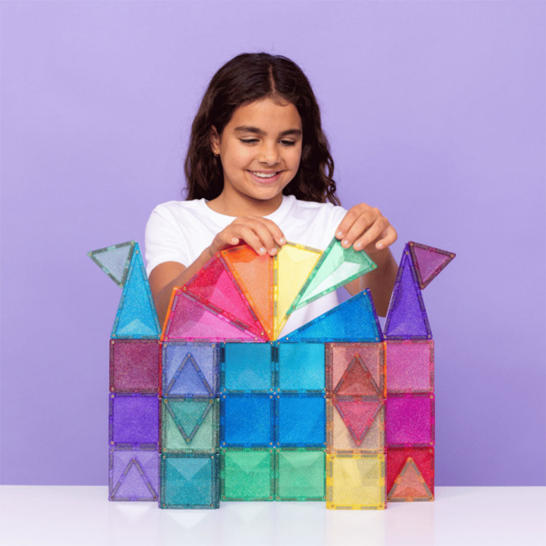 connetix magnetische tegels - glitter castle - 48st