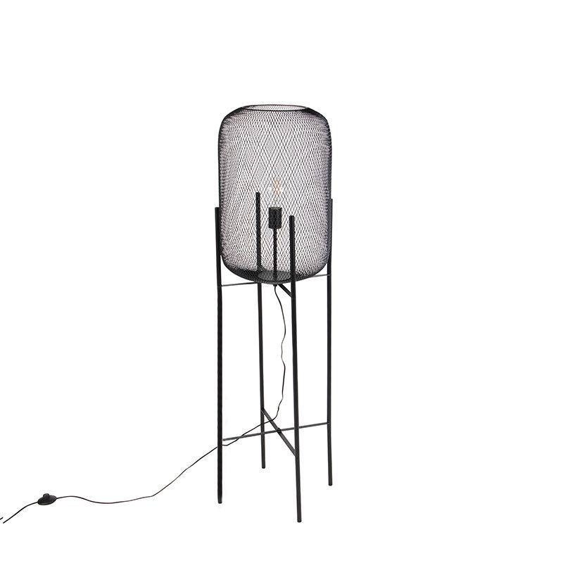 Moderne vloerlamp zwart 135cm - Bliss Mesh