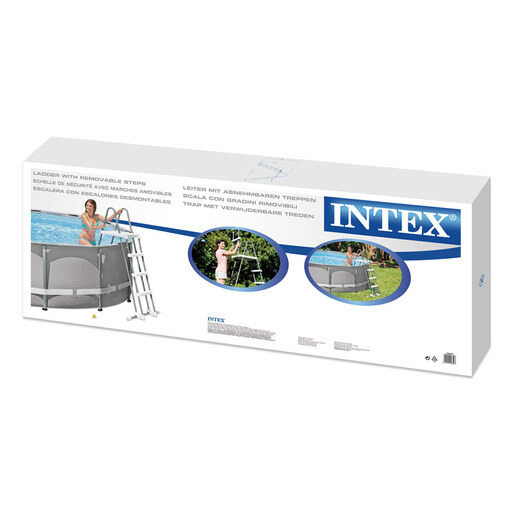 Escada de segurança Intex para piscinas acima do solo, 122 cm de altura.