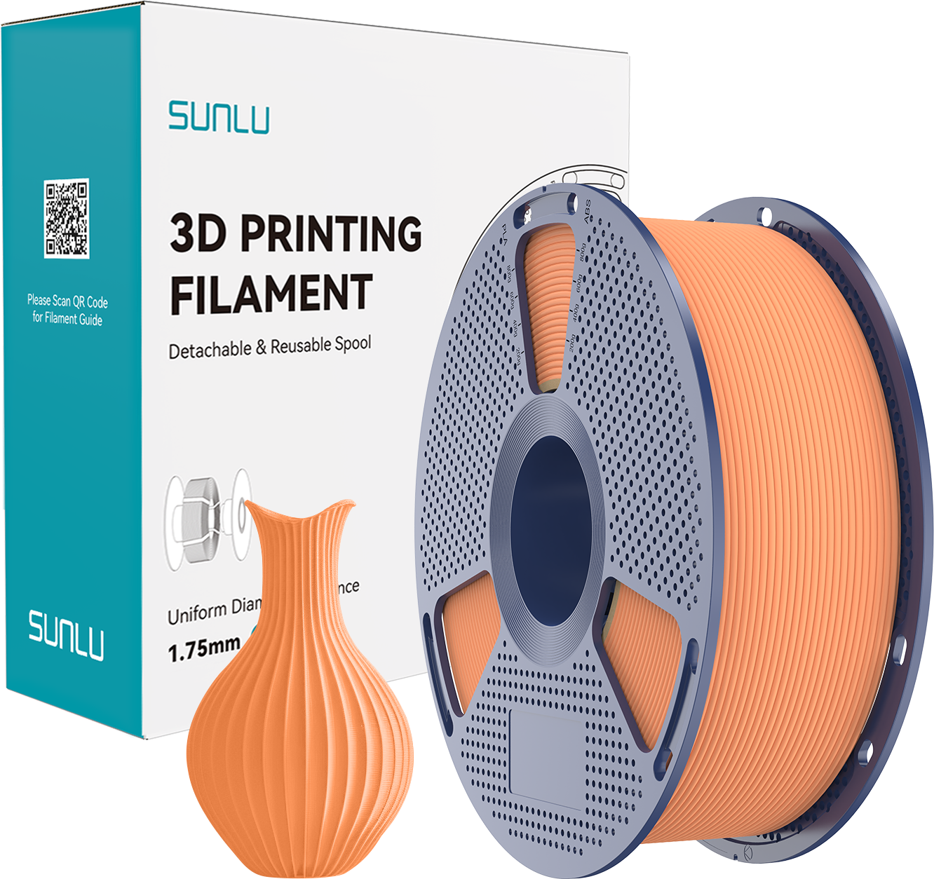 SUNLU  PLA Classic Sunny Orange, 1,75 mm / 1000 g    High Speed PLA mit mattem Finish in Sunny Orange