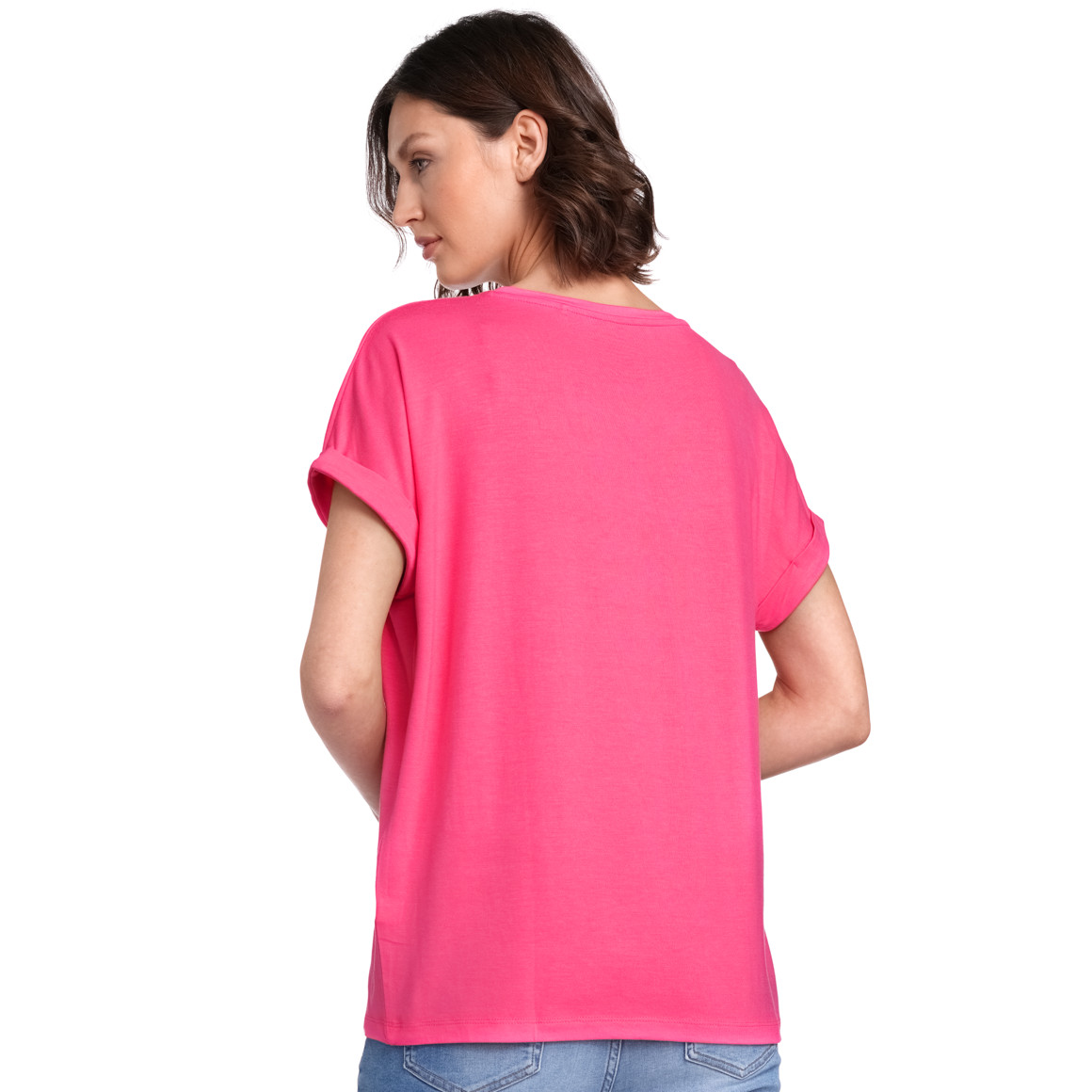 Gina Benotti Damen T-Shirt mit überschnittenen Ärmeln pink