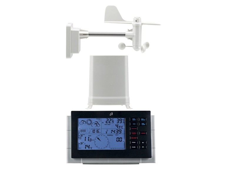 Weerstation met radio en wind- en regenmeter