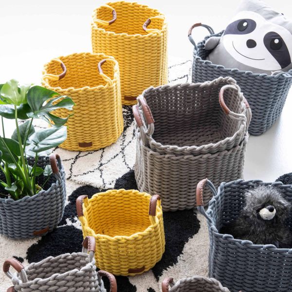 KidsDepot Korbo Set Opbergmanden M Okergeel