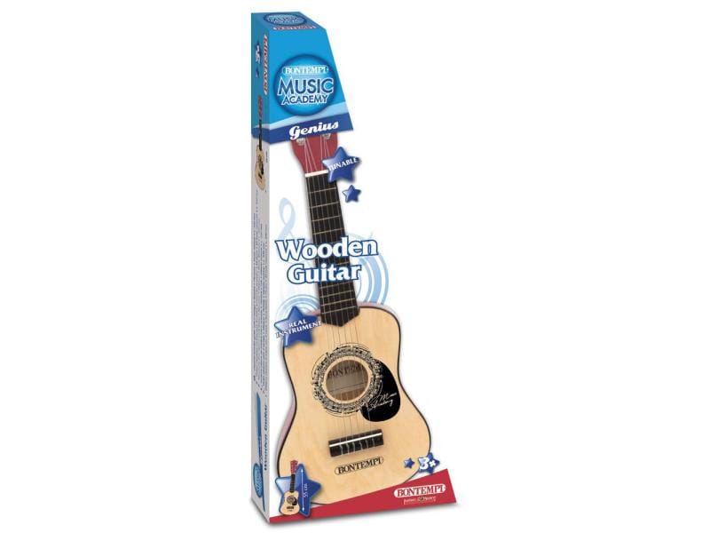 Bontempi Musikinstrument Holzgitarre 6 Saiten Spielen Sie die schönsten akustischen Songs auf diesem kleinen Saiteninstrument