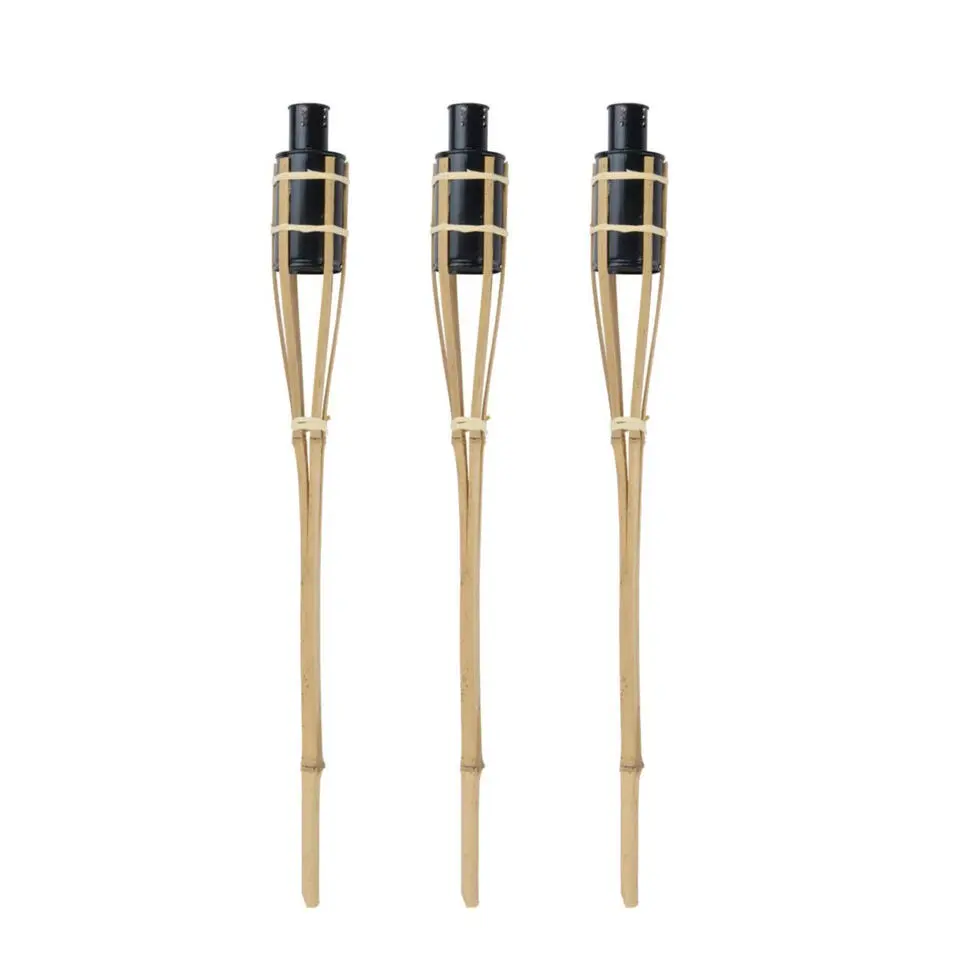 Articasa Tuinfakkels voor lampenolie - 3x stuks - 60 cm - bamboe