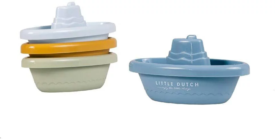 LITTLE DUTCH - BATEAUX DE BAIN A EMPILER BLEU