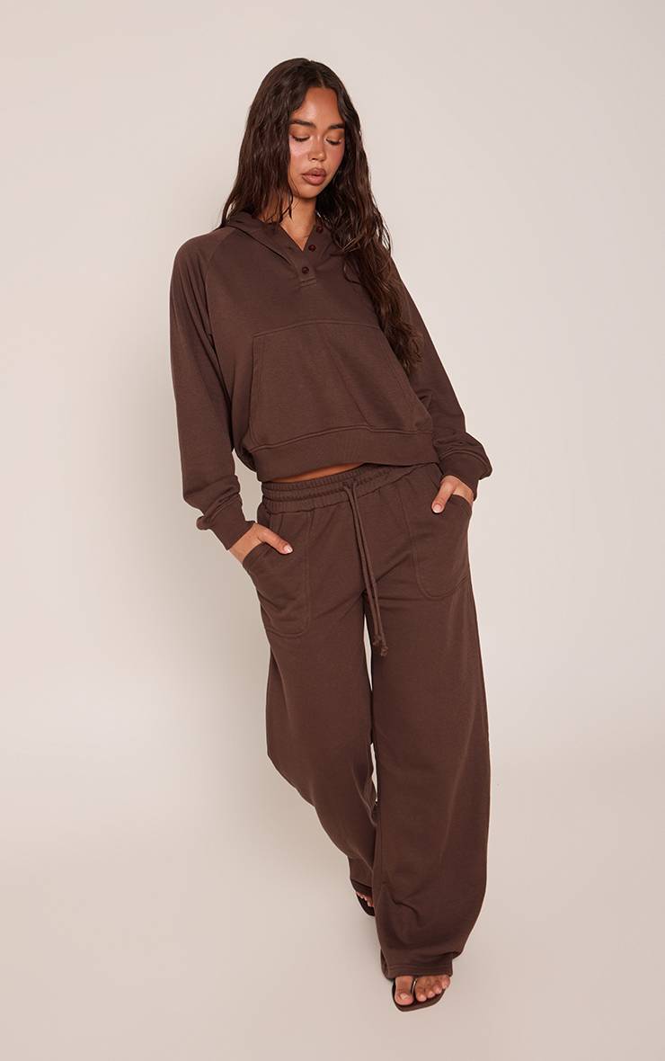 Chocolat Jogging Jambes Larges En Molleton Bouclette Léger
