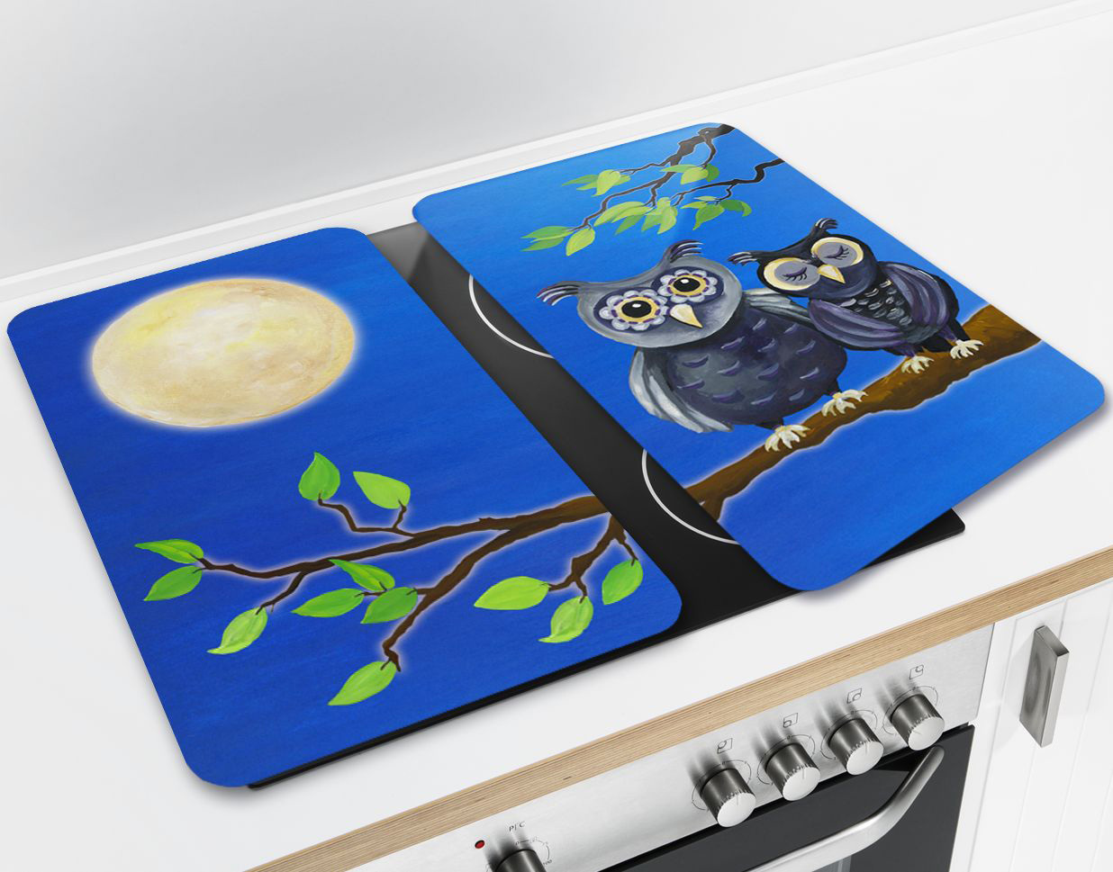 WENKO 2er-Set Herdabdeckplatten UNIVERSAL EULE - alle Herdarten