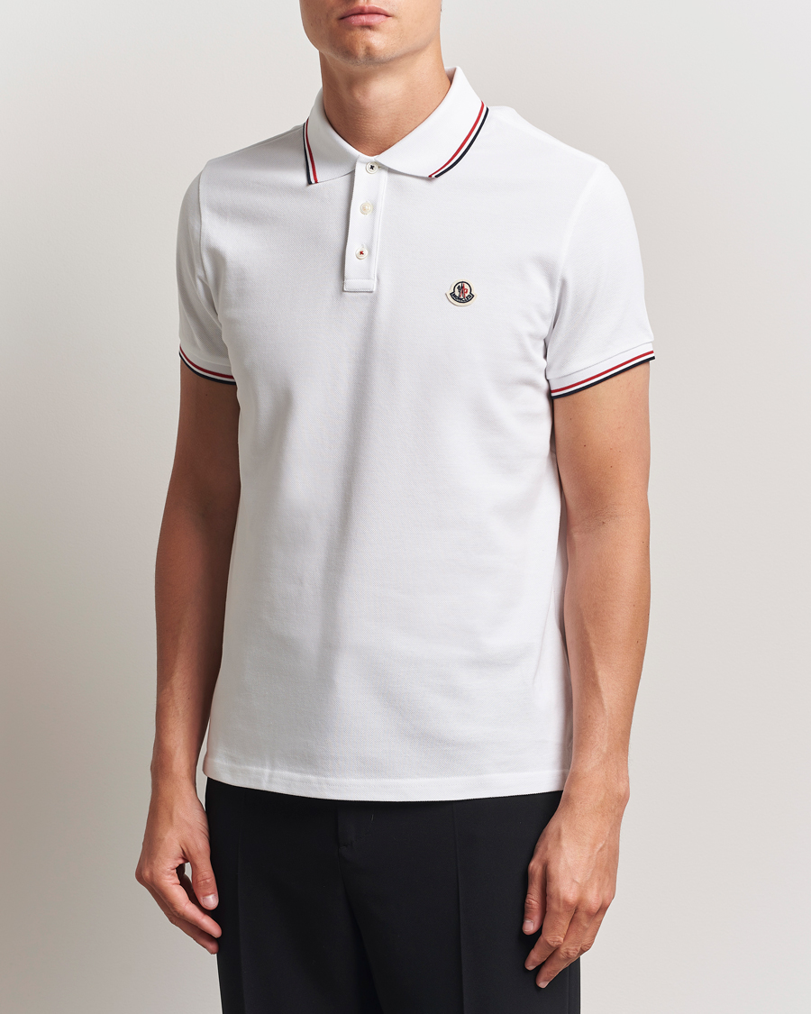 Moncler Contrast Rib Polo White