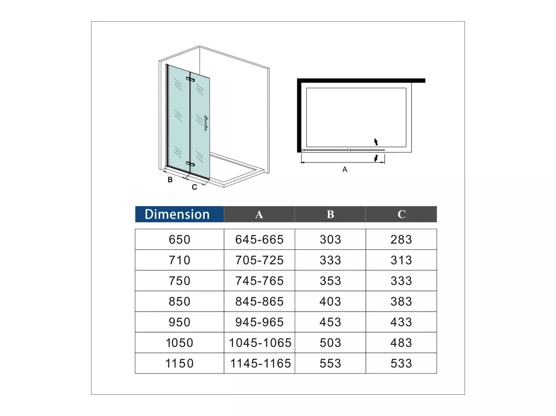 Paroi de douche pivotante 85x185cm paroi de douche à l'italienne pliante en verre 6mm anticalcaire, avec poignée en inox