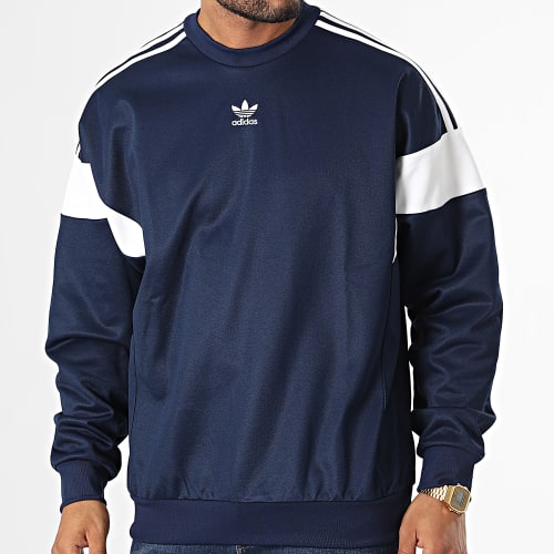 Sweat Crewneck A Bandes Cutline HN6116 Bleu Marine
