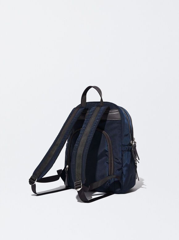 Mochila de nylon com pingente - Azul marinho
