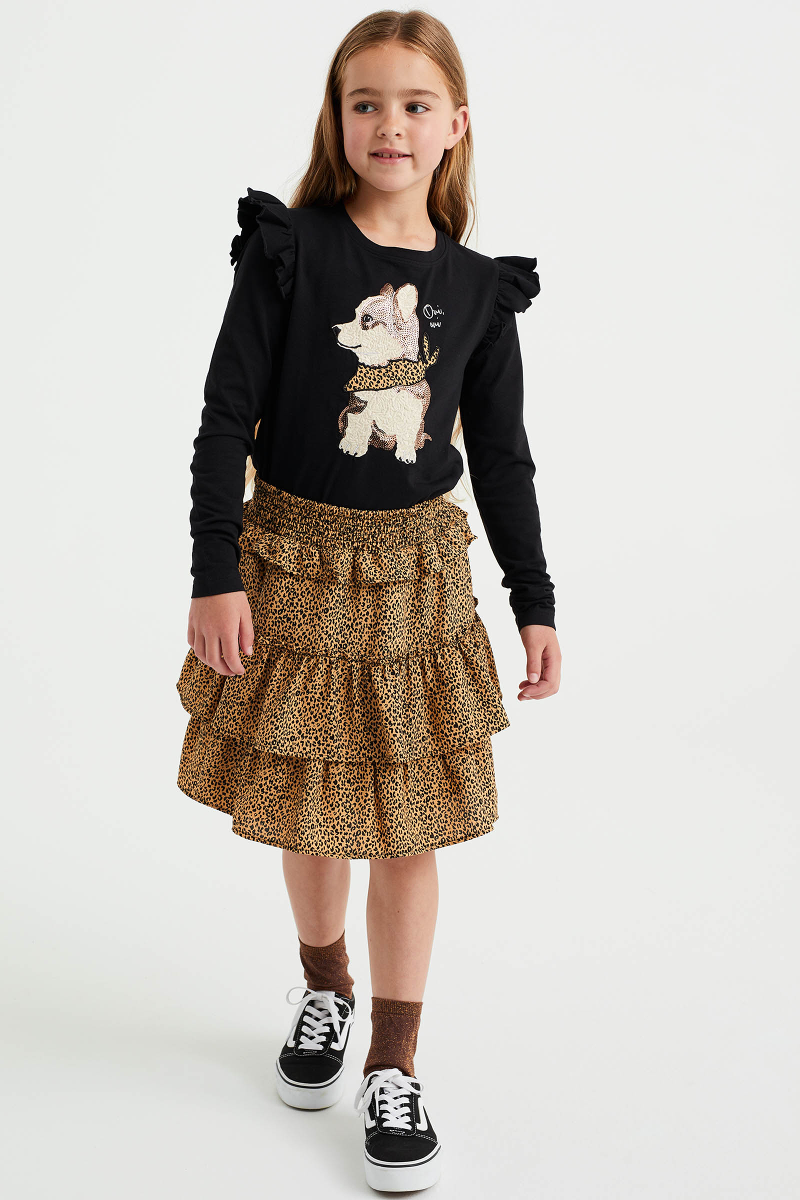 Meisjes rok met dessin WE Fashion Brons