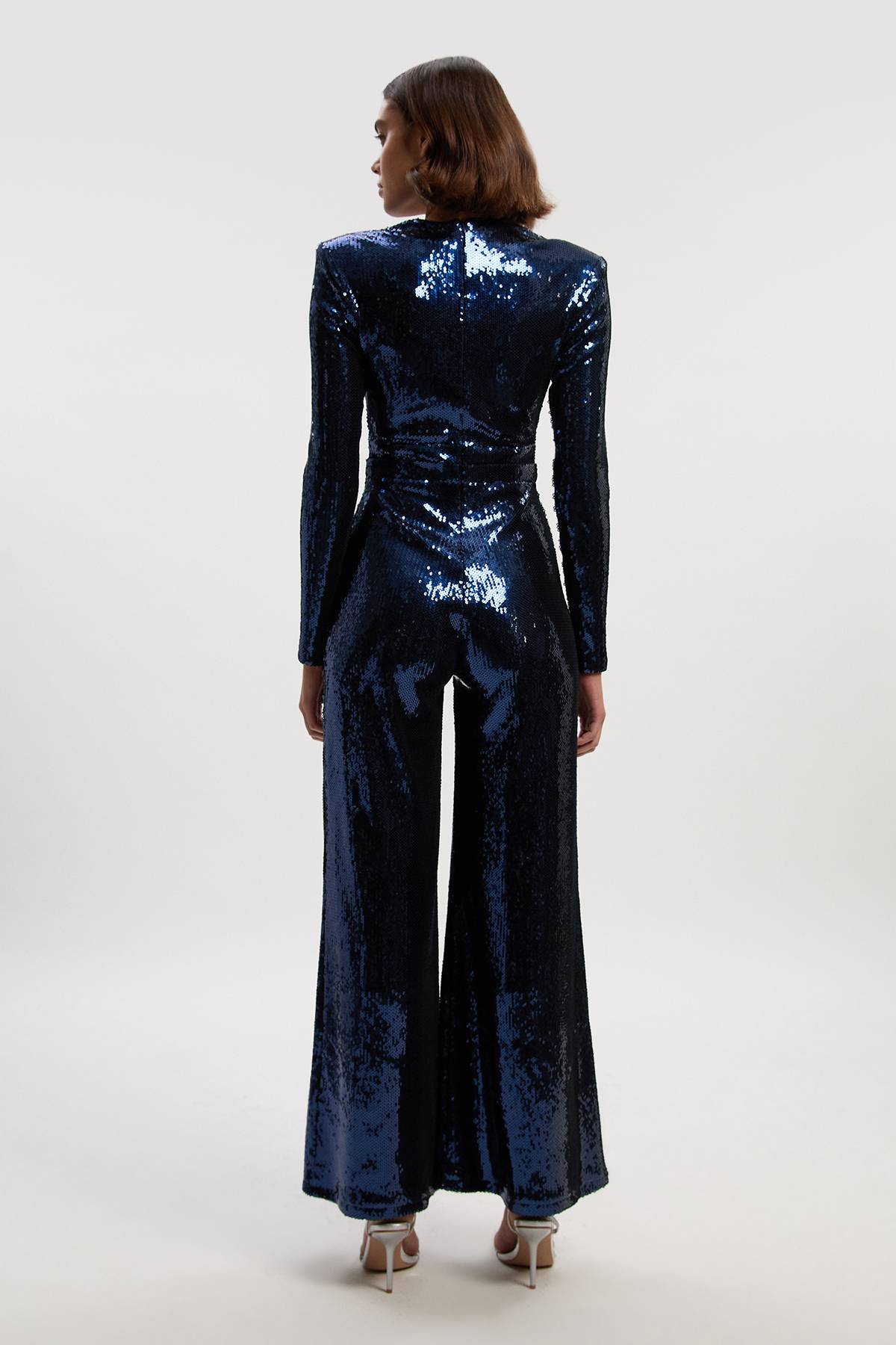 KarenMillen Combinaison à Manches Longues en Maille Stretch avec Détail Lacé et Sequins