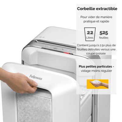 Fellowes Powershred LX201 - destructeur de documents coupe croisée microparticules - 12 feuilles - Corbeille 22 litres - blanc