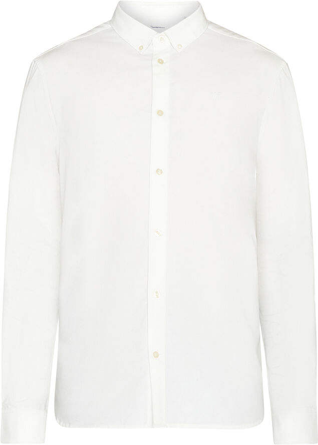 Knowledge Cotton Apparel Harald Small owl oxford regular fit shirt - GOTS/Vegan Hvid