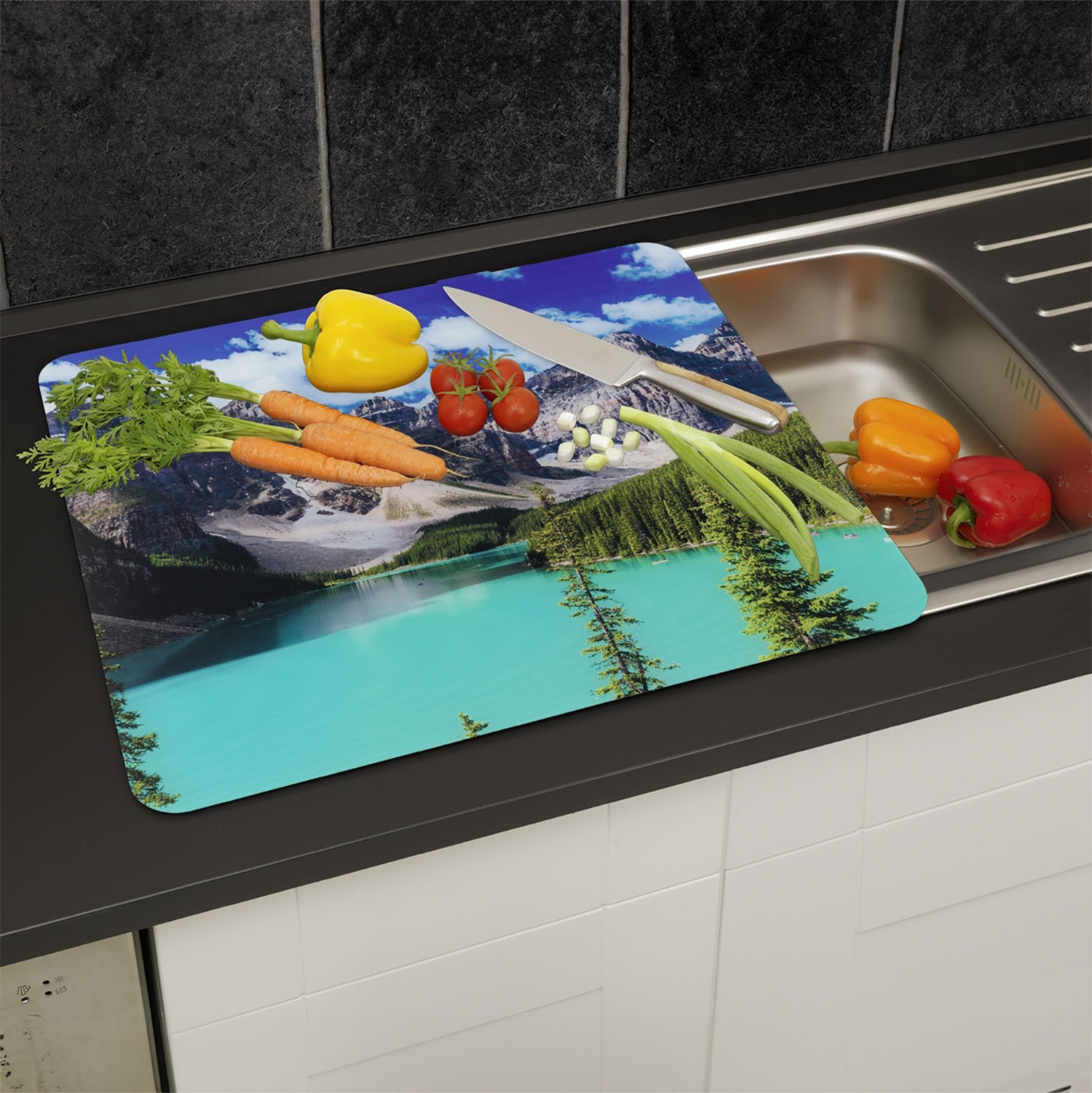 Glas-Abdeckplatte Multi – Bergsee
