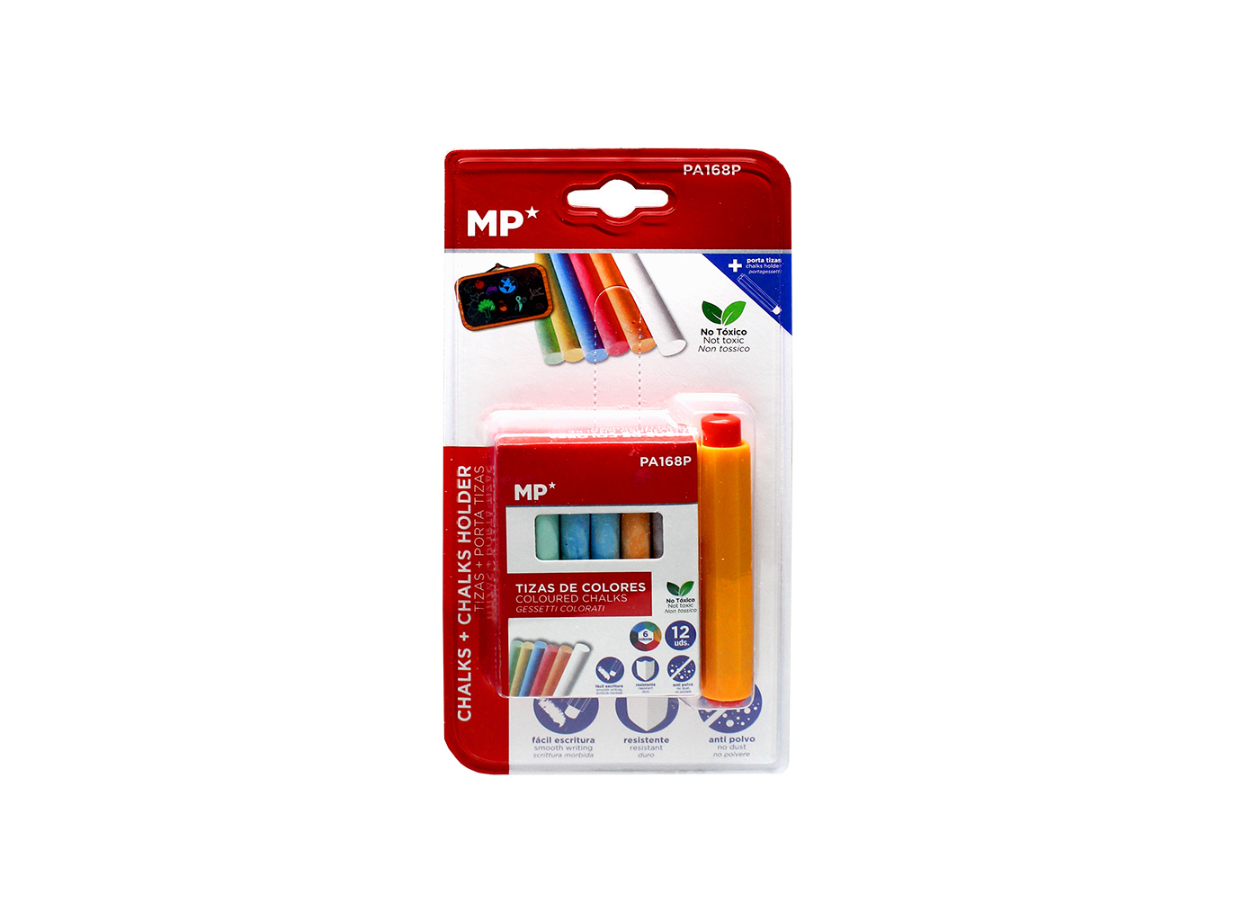 GIZ COR E PORTA GIZ PACK 12 UNIDADES