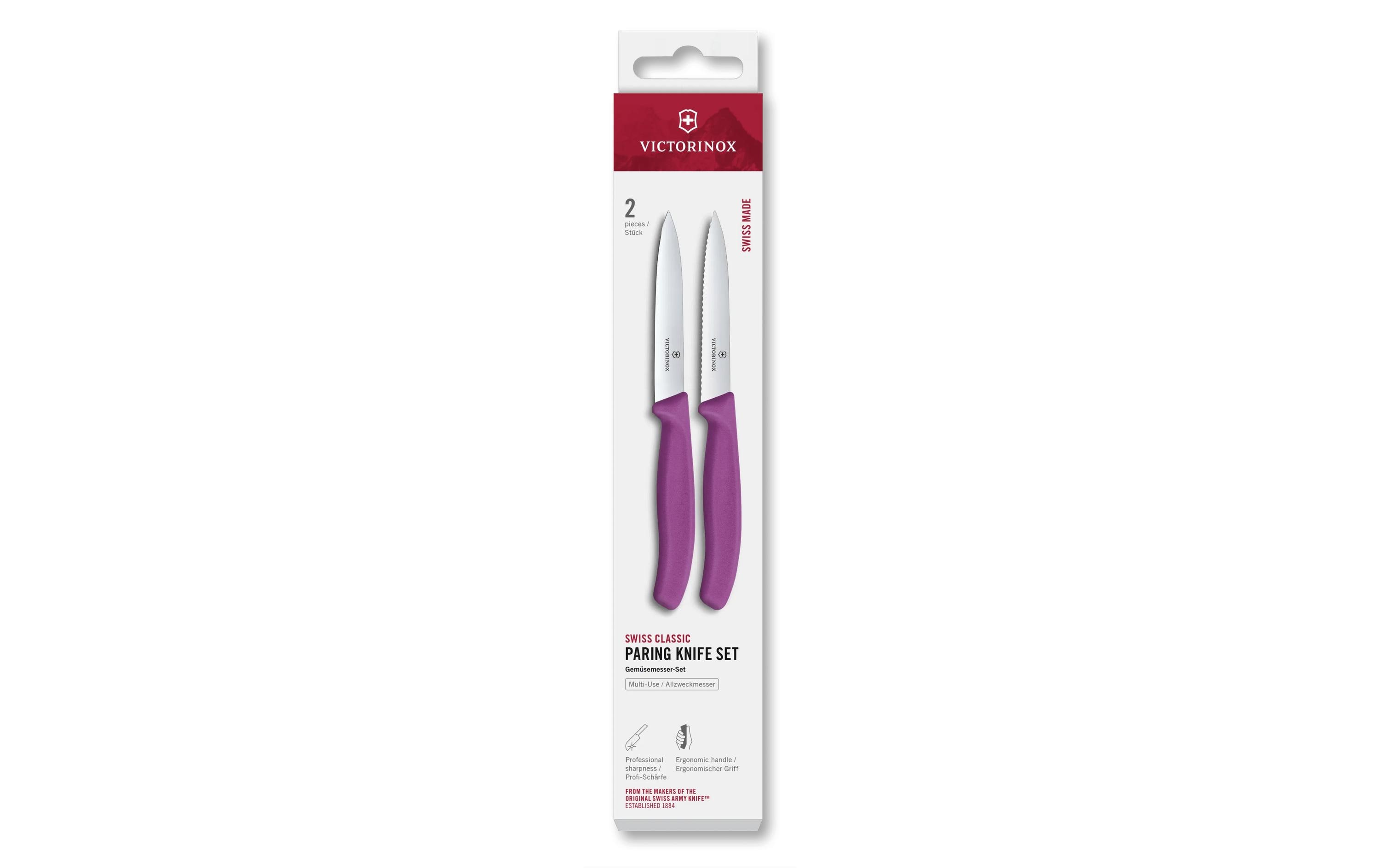 Messer-Set Swiss Classic, 10 cm, Violett, 2 StückSchälmesser-Set mit gerader und mit gezackter Schneide