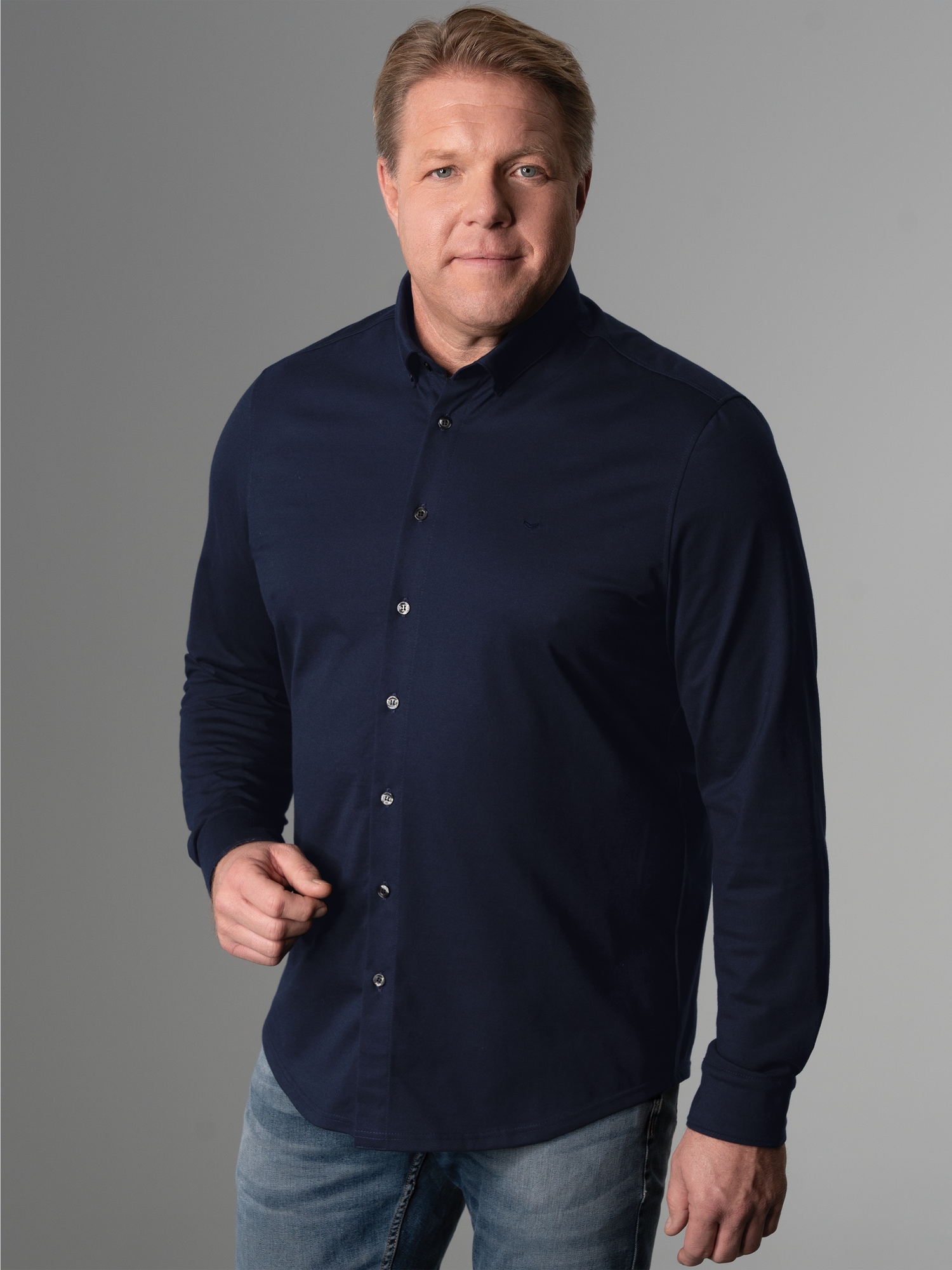 Business-Hemd aus DELUXE-Single-Jersey Navy