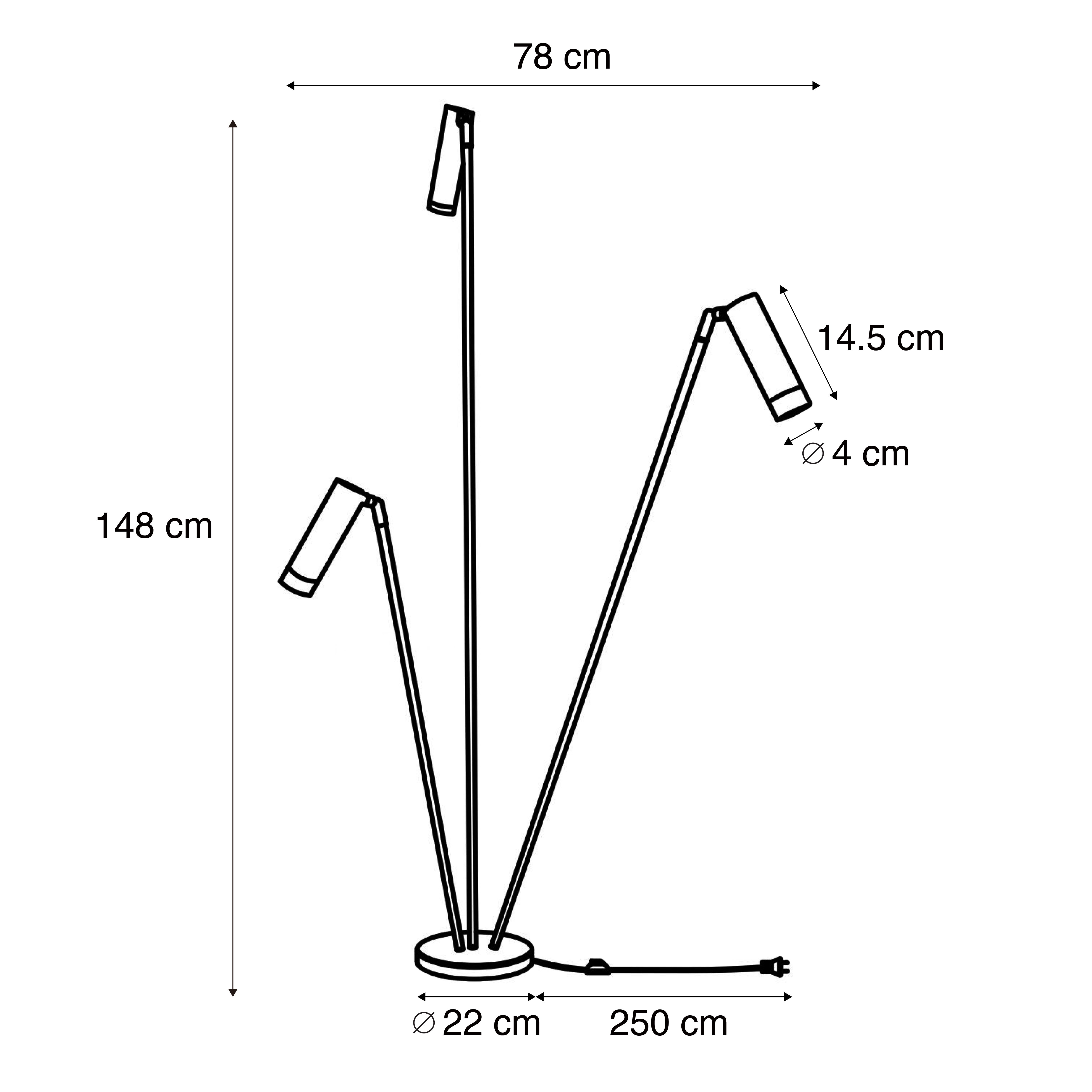 Moderne vloerlamp zwart 3-lichts GU10 35mm - Thomas