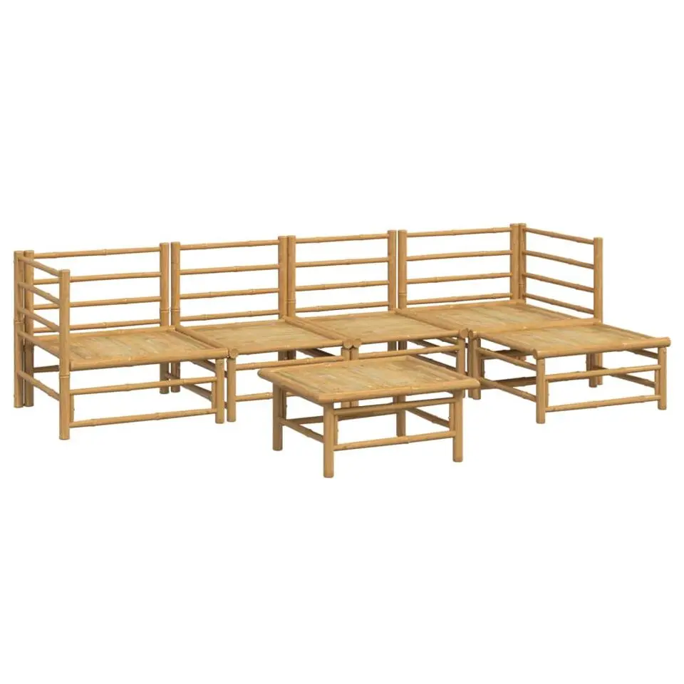 vidaXL - Loungeset - Lichtgrijs - Bamboe - 6 stuks - Met kussens