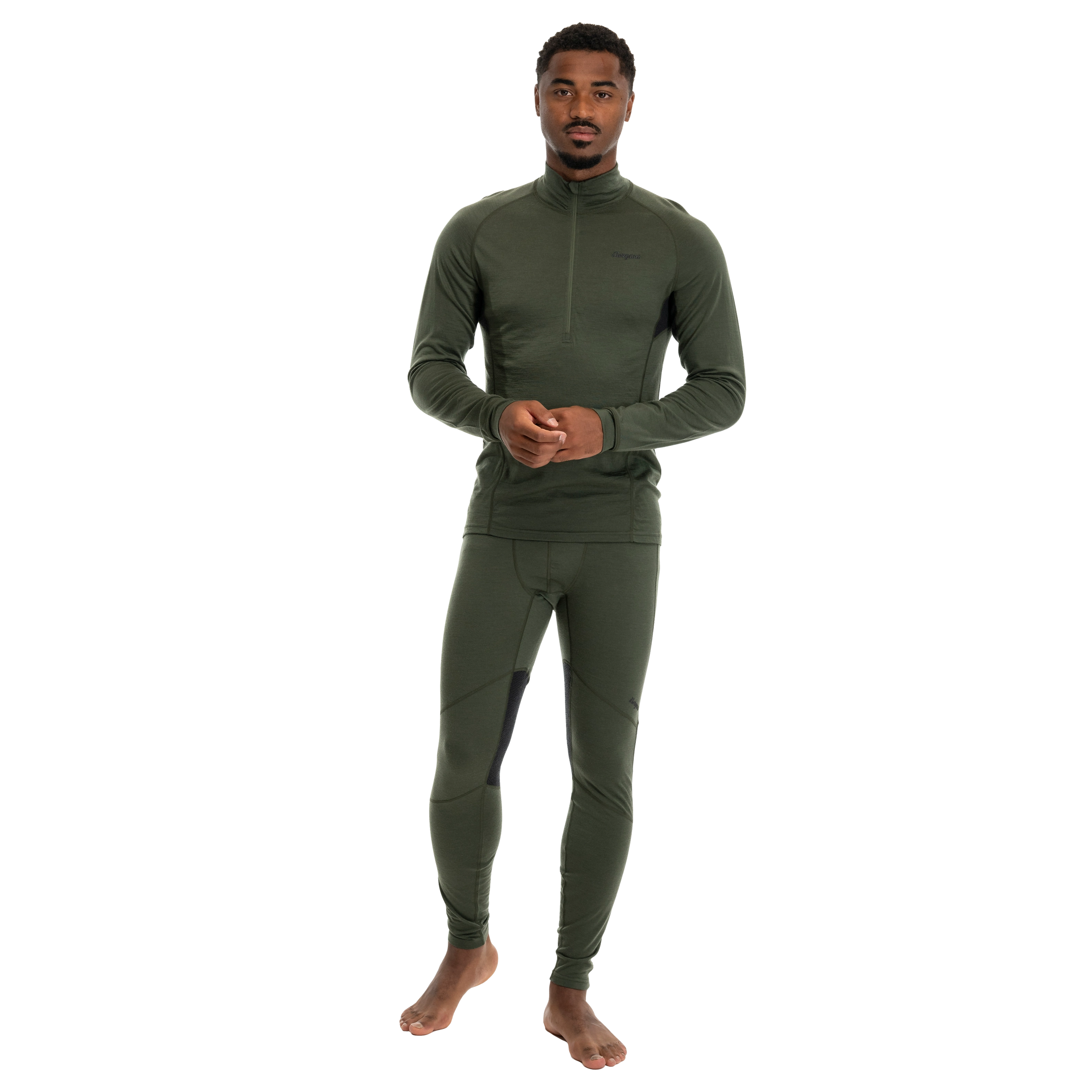 Inner:Pure Merino Half Zip Men Pine Forest / Dark Shadow Grey
