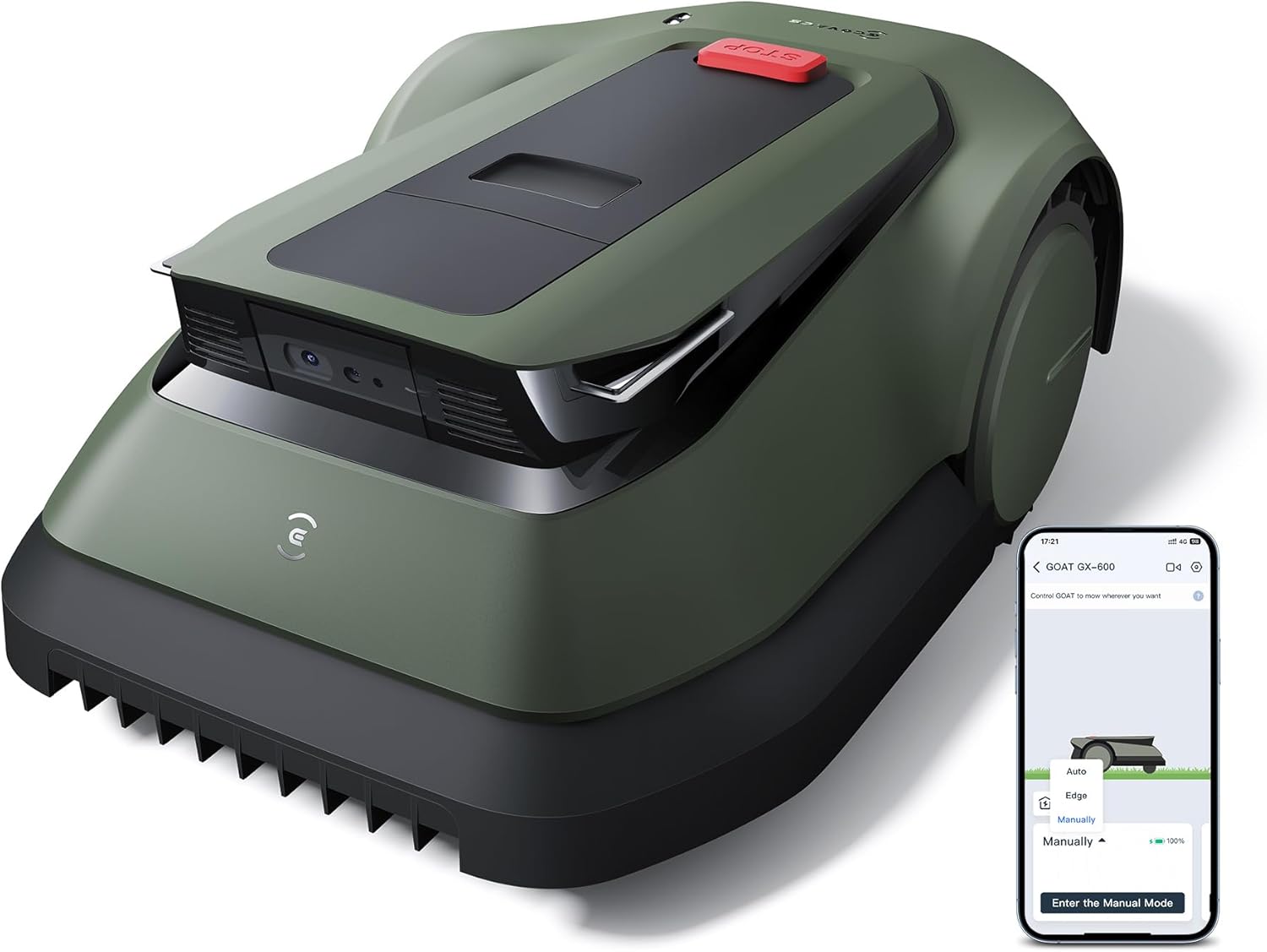 ECOVACS Goat GX-600 Mähroboter ohne Begrenzungseinstellung für bis zu 600㎡ Gärten (Press & Mow, AIVI 3D-Hindernisvermeidung, logische Pfadplanung, 40% Steigung, Video Manager, Schwimmende Klingen)