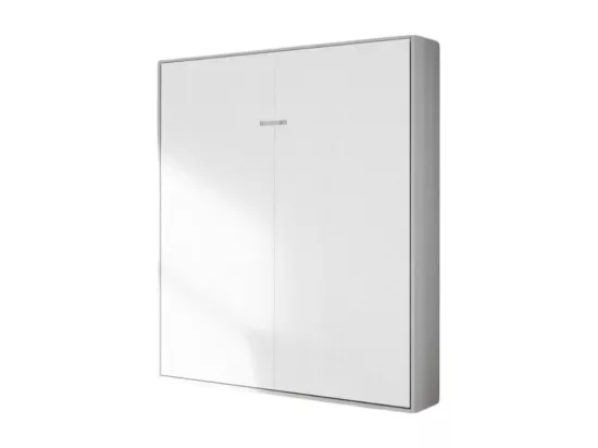Lit escamotable vertical frêne blanc et porte blanche kanto 160x190