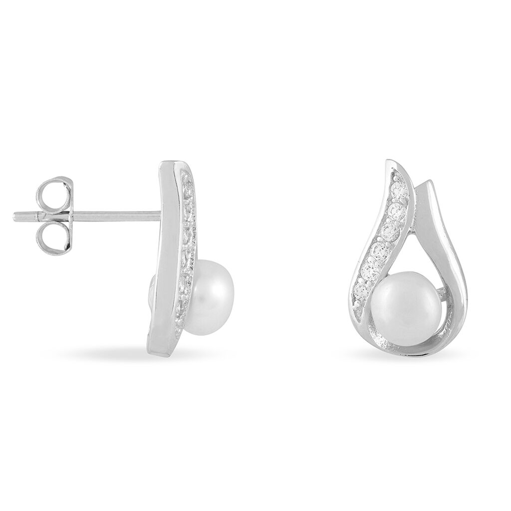 Boucles D'oreilles Puces Marie-magdeleine Argent  Perle D'imitation