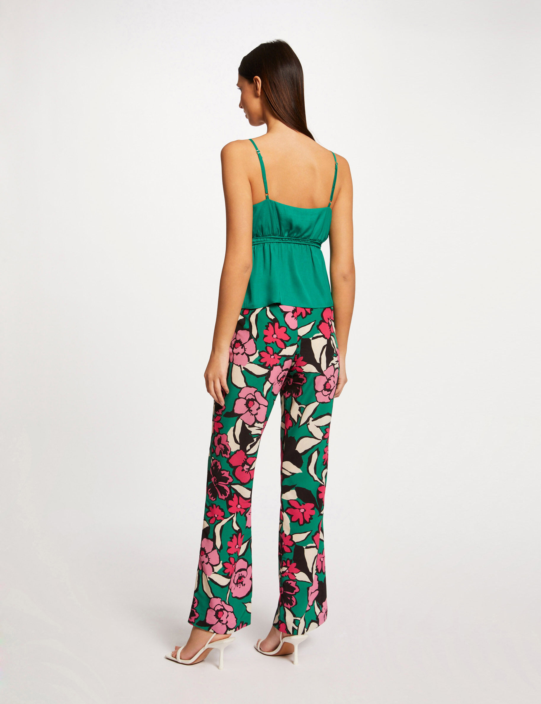 Blouse bretelles fines à ornements vert femme - vert