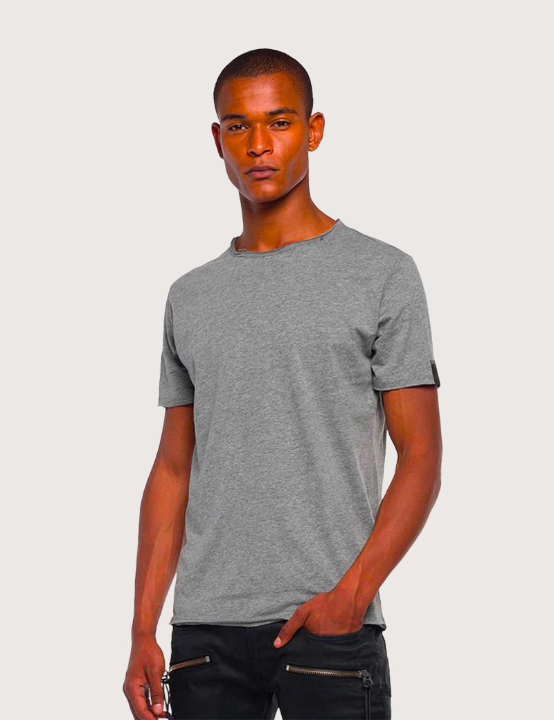 REPLAY T-SHIRT HOMME MANCHES COURTES BASIQUE COL ROND ANTHRACITE