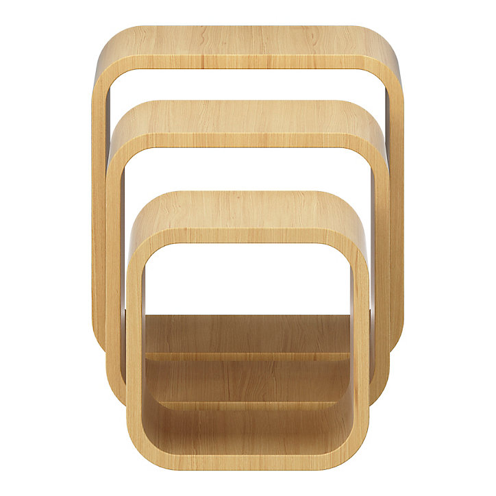 Lot de 3 étagères murales cubes modulables Cusko Form, bois effet chêne