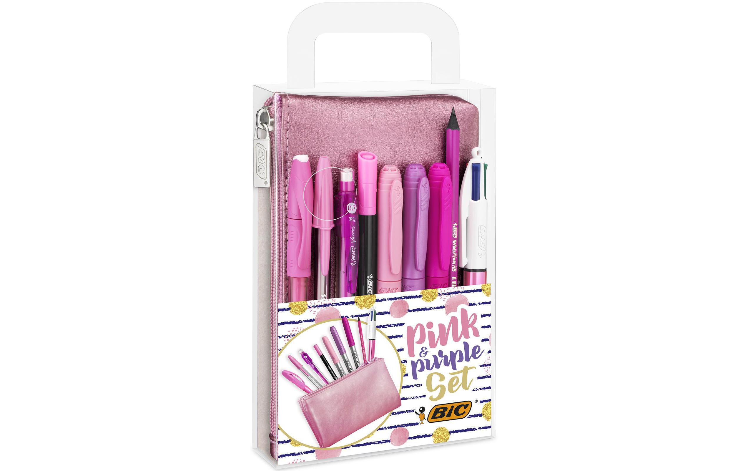 Kugelschreiber Pink und Purpleset 10-teiligFedermäppchen Set