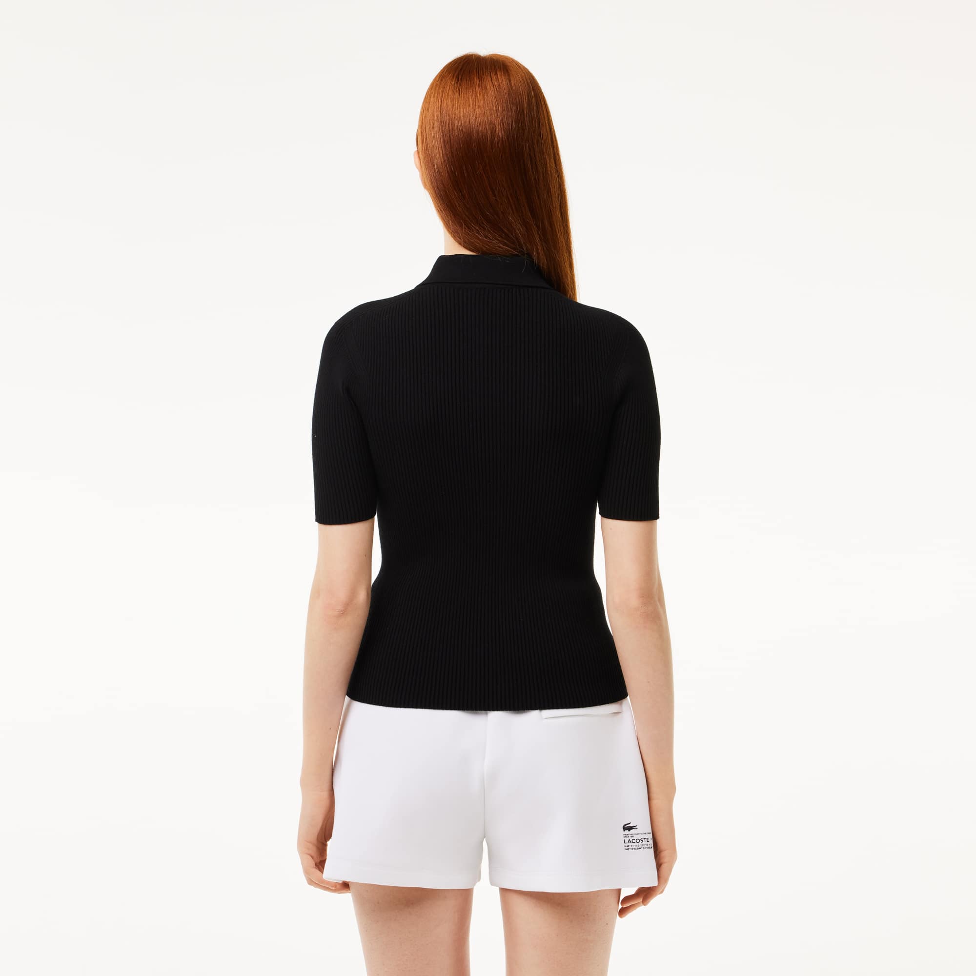 Polo col zippé femme Lacoste en maille Pullovers - Noir - Lacoste - Femme