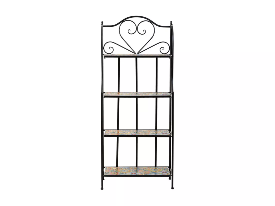 Étagère en mosaïque et fer forgé noire 57x27x133h