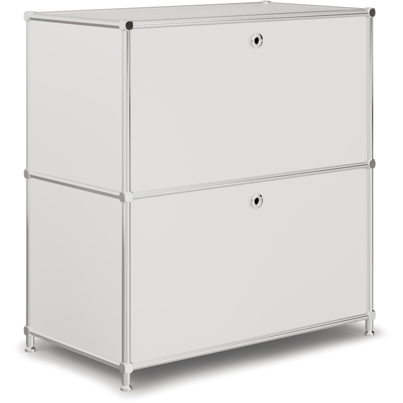 Sideboard VEROM, 2 Klapptüren, mit Lochgriffen, weiss