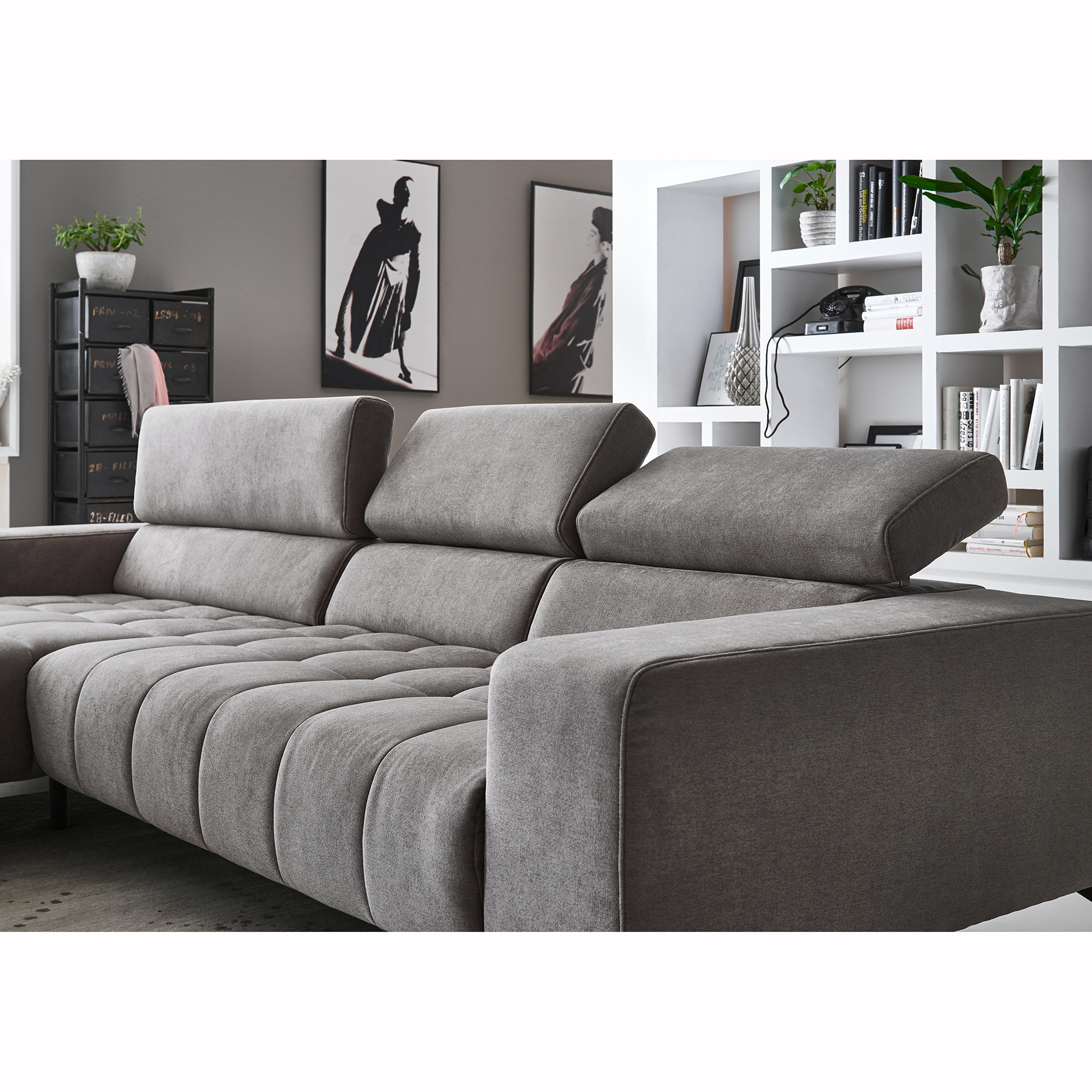 polsterpower Ecksofa - granit - Basismodell - Canape links