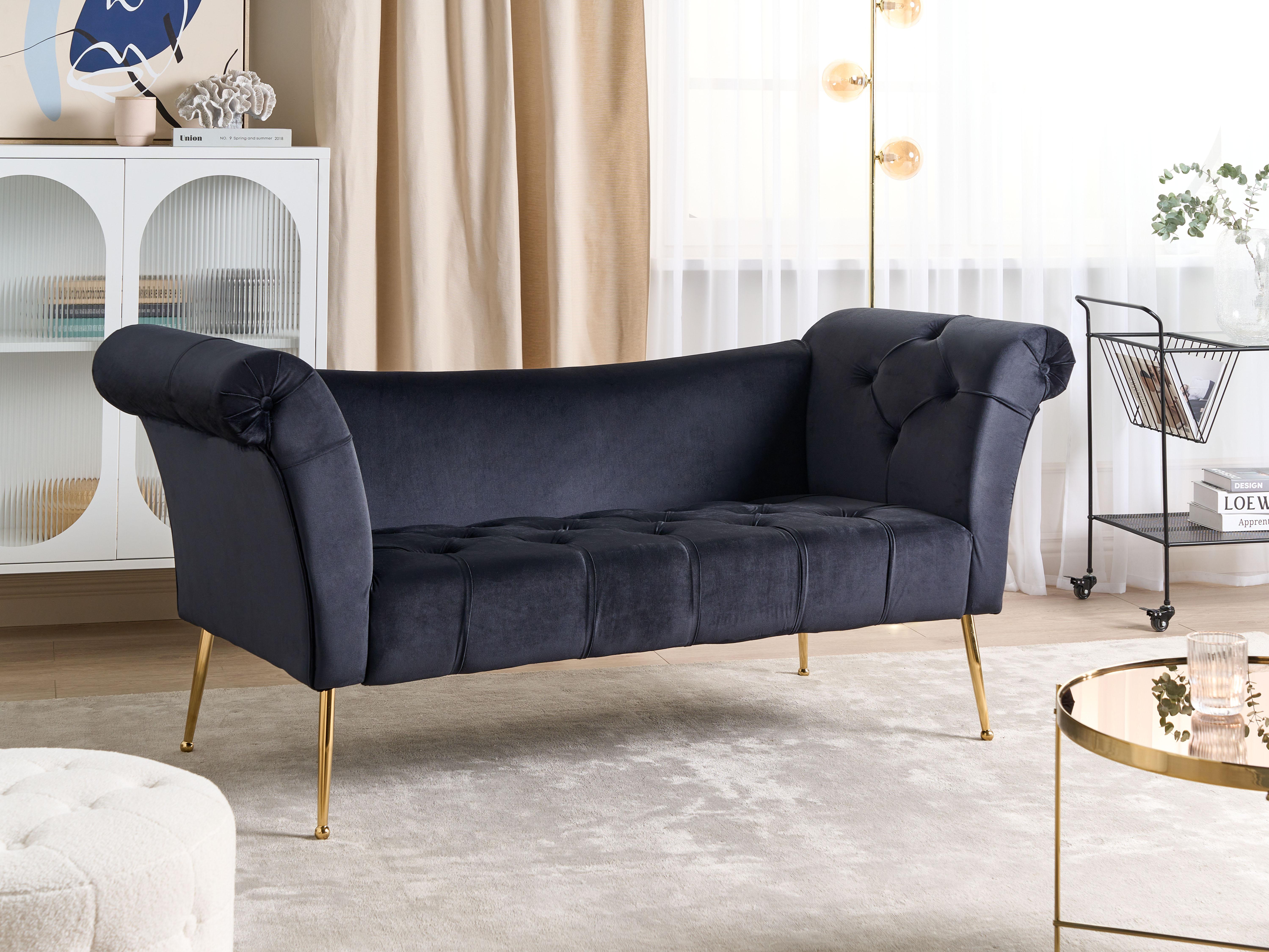 Chaise longue NANTILLY Fluweel Zwart