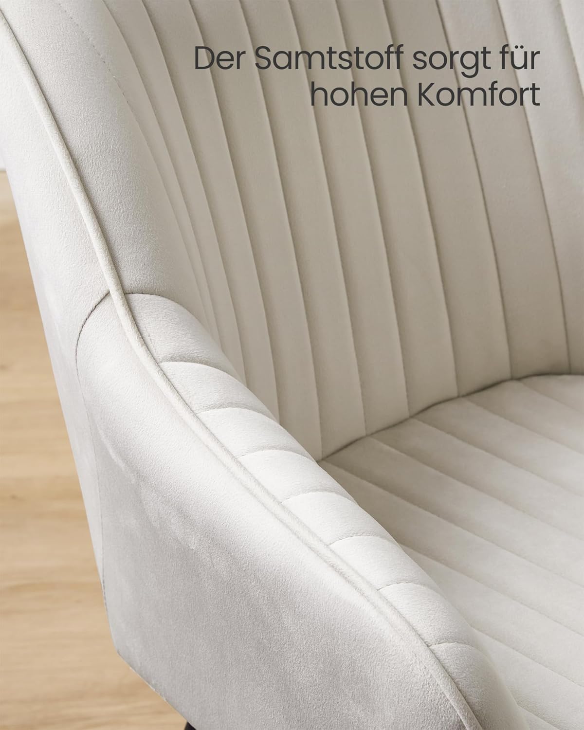 SONGMICS Esszimmerstuhl 6er Set, Küchenstuhl, Sessel, Samt, Polsterstuhl mit Armlehnen, Loungesessel, bis 120 kg belastbar, Metallbeine, für Esszimmer, Küche, cappuccinobeige LDC087W16